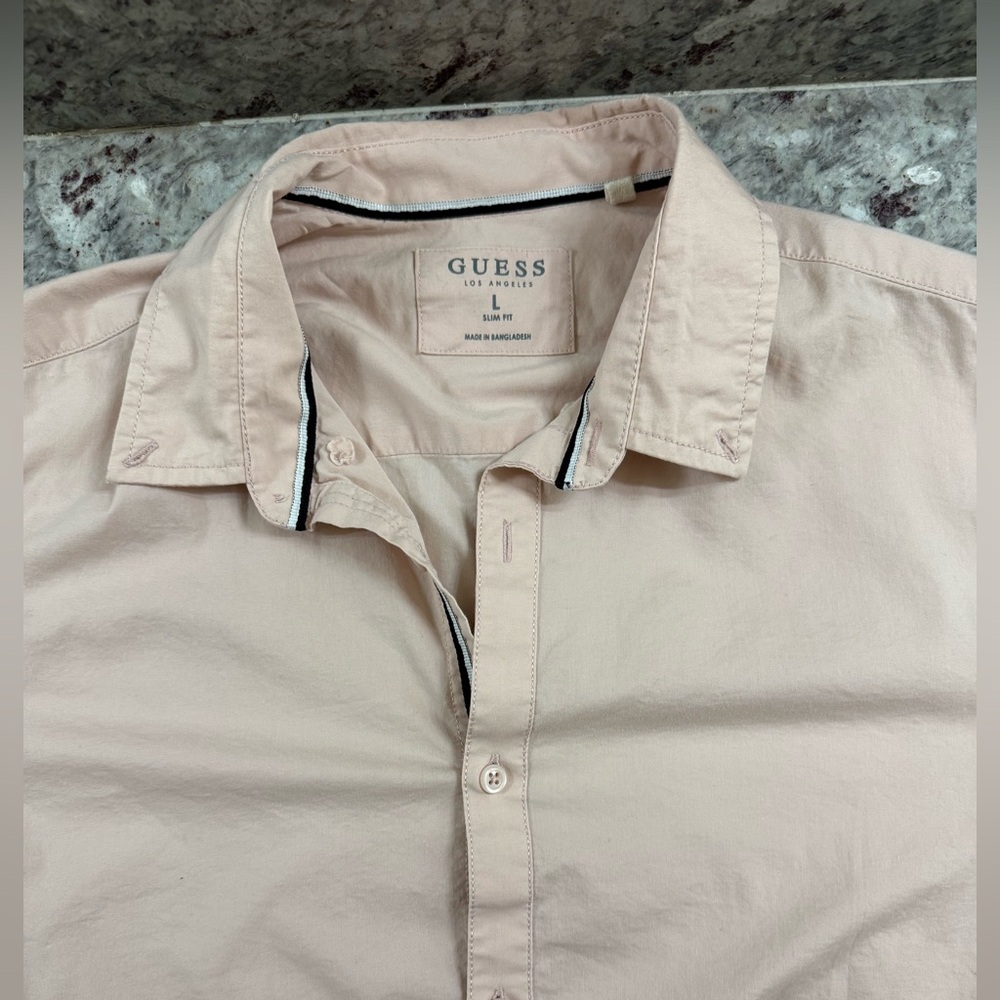 GUESS Men's Short-Sleeve Button Down Shirt Slim Fit L